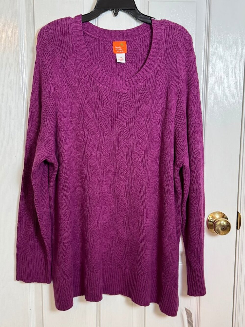 Hearts of Palm Women’s 2X Plus Purple Violet Textured Knit Pullover Sweater NWT